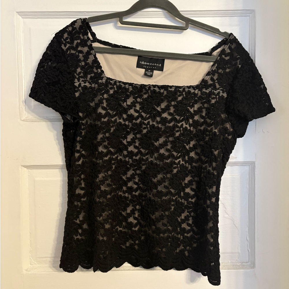 Connected Apparel Black Lace Blouse